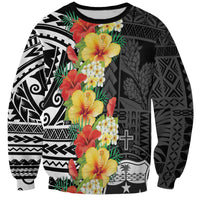 Samoa Tribal Hibiscus Flowers Sweatshirt LT9 Unisex Black - Polynesian Pride