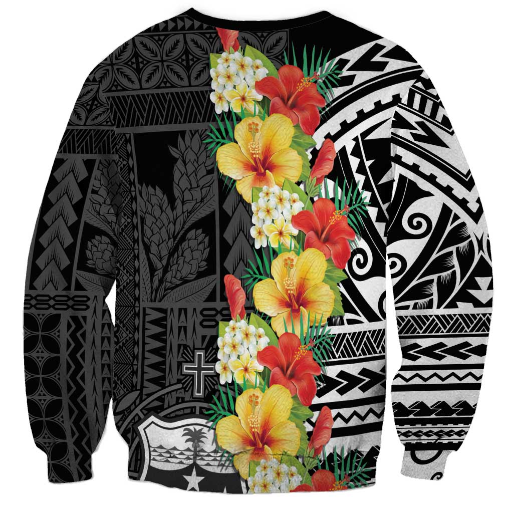 Samoa Tribal Hibiscus Flowers Sweatshirt LT9 - Polynesian Pride