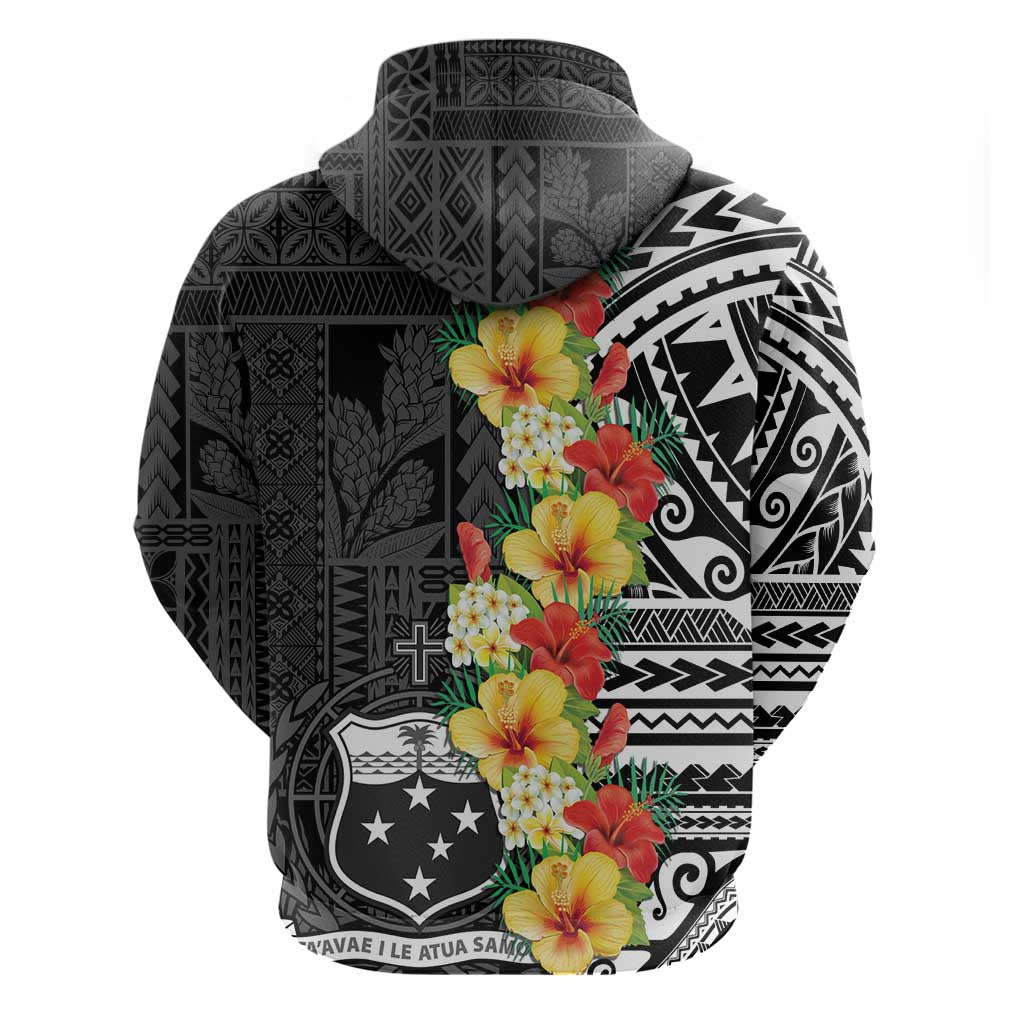 Samoa Tribal Hibiscus Flowers Zip Hoodie LT9 - Polynesian Pride