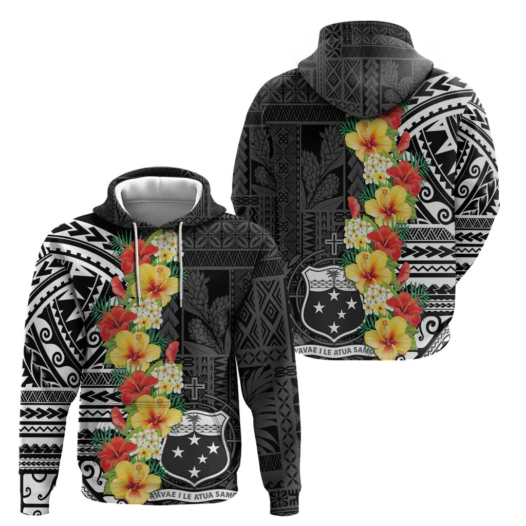 Samoa Tribal Hibiscus Flowers Zip Hoodie LT9 - Polynesian Pride