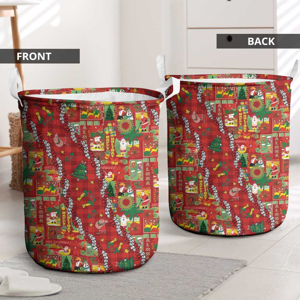 Mele Kalikimaka Pakalana Pikake Lei Laundry Basket Hawaiian Rodeo Paniolo Omaomao Palaka - Polynesian Pride