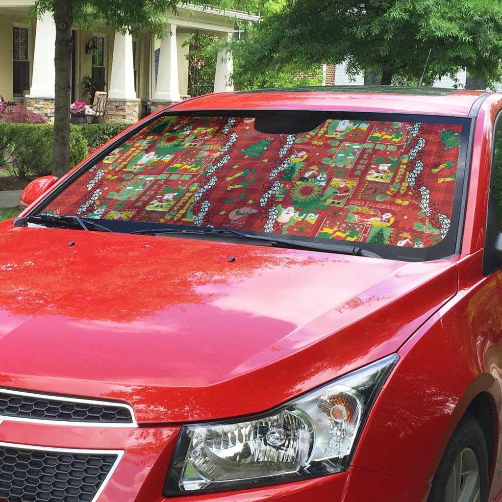 Mele Kalikimaka Pakalana Pikake Lei Auto Sun Shade Hawaiian Rodeo Paniolo Omaomao Palaka - Polynesian Pride