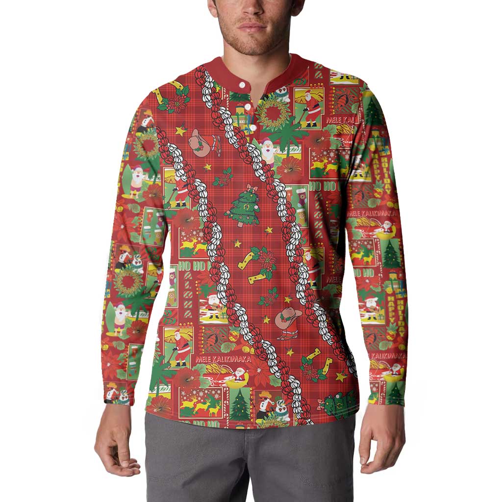 Mele Kalikimaka Pakalana Pikake Lei Button Sweatshirt Hawaiian Rodeo Paniolo Omaomao Palaka - Polynesian Pride