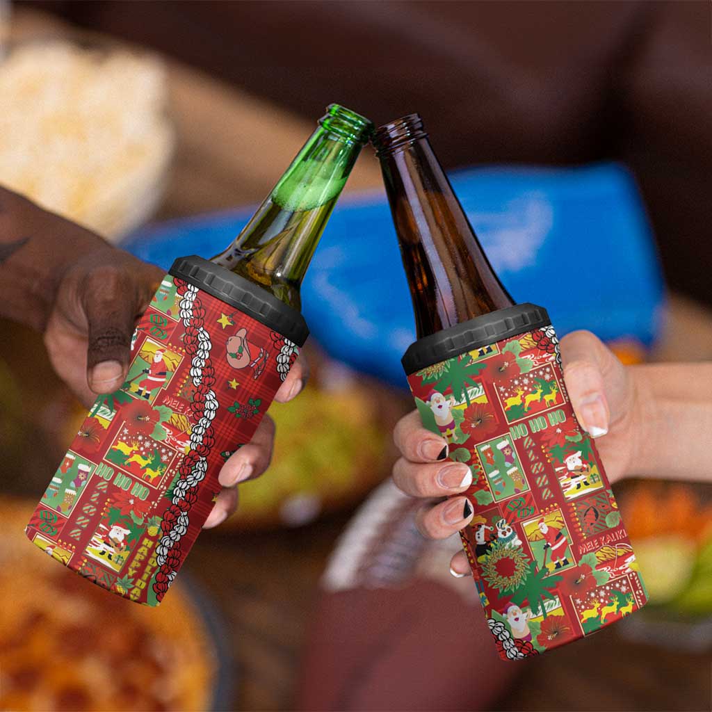 Mele Kalikimaka Pakalana Pikake Lei 4 in 1 Can Cooler Tumbler Hawaiian Rodeo Paniolo Omaomao Palaka - Polynesian Pride