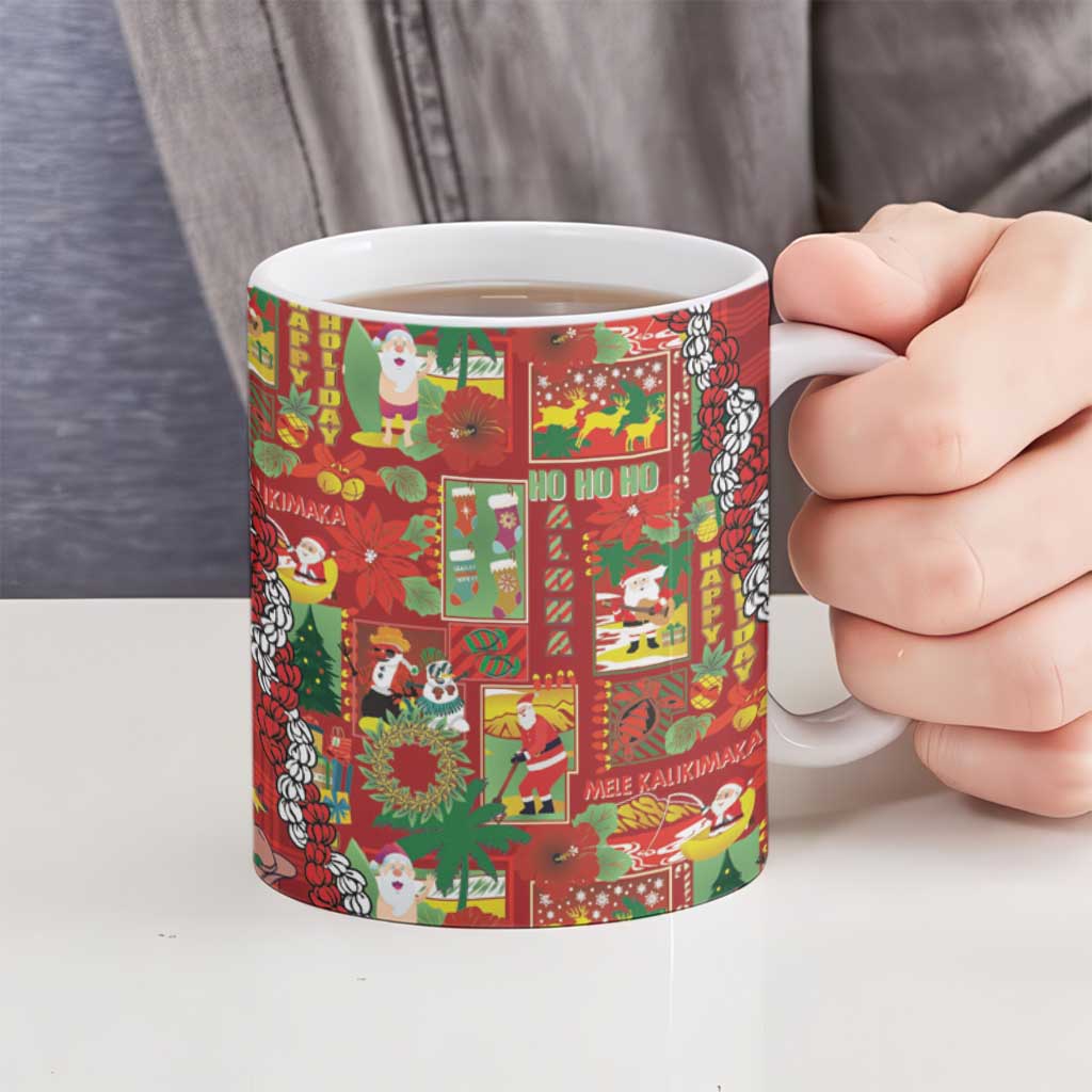 Mele Kalikimaka Pakalana Pikake Lei Ceramic Mug Hawaiian Rodeo Paniolo Omaomao Palaka - Polynesian Pride