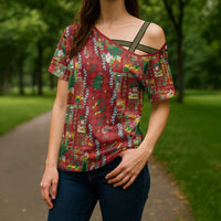 Mele Kalikimaka Pakalana Pikake Lei Cross Shoulder Shirt Hawaiian Rodeo Paniolo Omaomao Palaka - Polynesian Pride