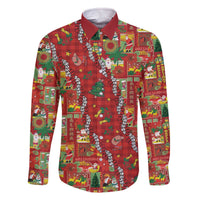 Mele Kalikimaka Pakalana Pikake Lei Family Matching Off The Shoulder Long Sleeve Dress and Hawaiian Shirt Hawaiian Rodeo Paniolo Omaomao Palaka - Polynesian Pride