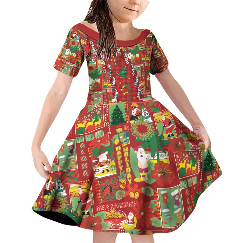 Mele Kalikimaka Pakalana Pikake Lei Family Matching Off Shoulder Short Dress and Hawaiian Shirt Hawaiian Rodeo Paniolo Omaomao Palaka - Polynesian Pride