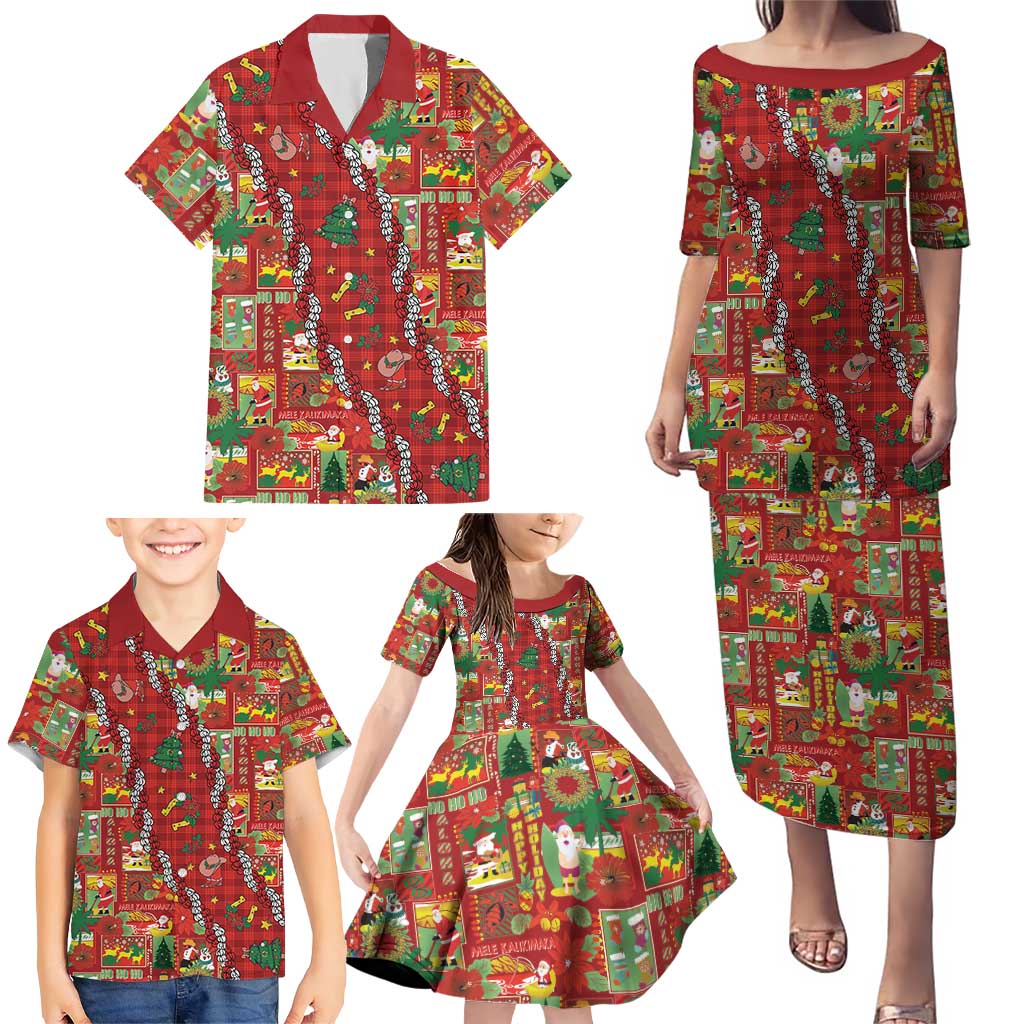 Mele Kalikimaka Pakalana Pikake Lei Family Matching Puletasi and Hawaiian Shirt Hawaiian Rodeo Paniolo Omaomao Palaka LT9 - Polynesian Pride