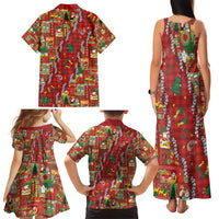 Mele Kalikimaka Pakalana Pikake Lei Family Matching Tank Maxi Dress and Hawaiian Shirt Hawaiian Rodeo Paniolo Omaomao Palaka - Polynesian Pride