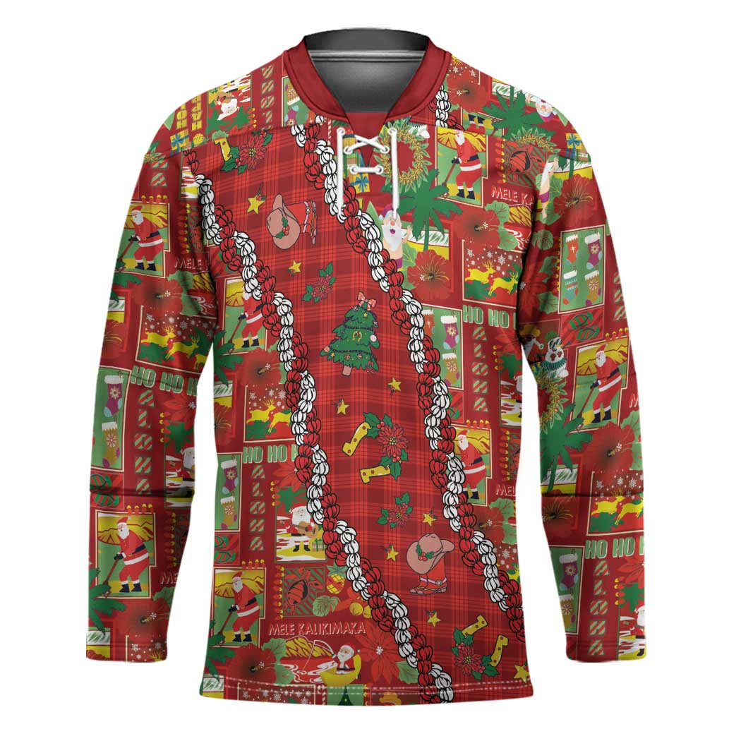 Mele Kalikimaka Pakalana Pikake Lei Hockey Jersey Hawaiian Rodeo Paniolo Omaomao Palaka - Polynesian Pride