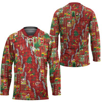 Mele Kalikimaka Pakalana Pikake Lei Hockey Jersey Hawaiian Rodeo Paniolo Omaomao Palaka - Polynesian Pride