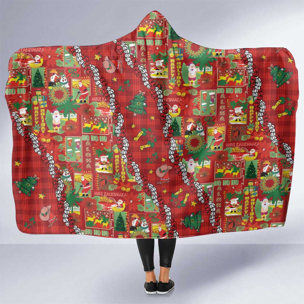 Mele Kalikimaka Pakalana Pikake Lei Hooded Blanket Hawaiian Rodeo Paniolo Omaomao Palaka - Polynesian Pride