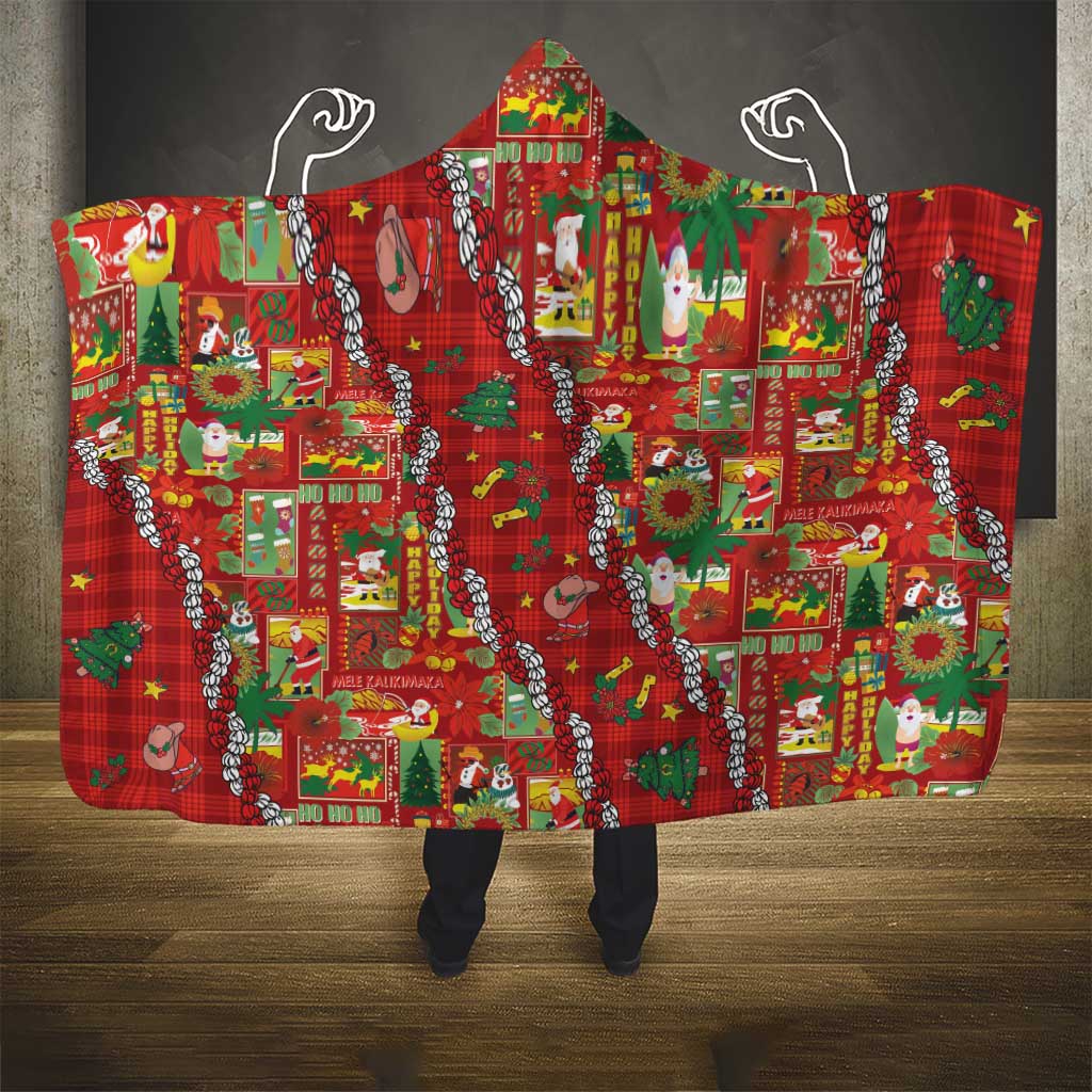 Mele Kalikimaka Pakalana Pikake Lei Hooded Blanket Hawaiian Rodeo Paniolo Omaomao Palaka - Polynesian Pride