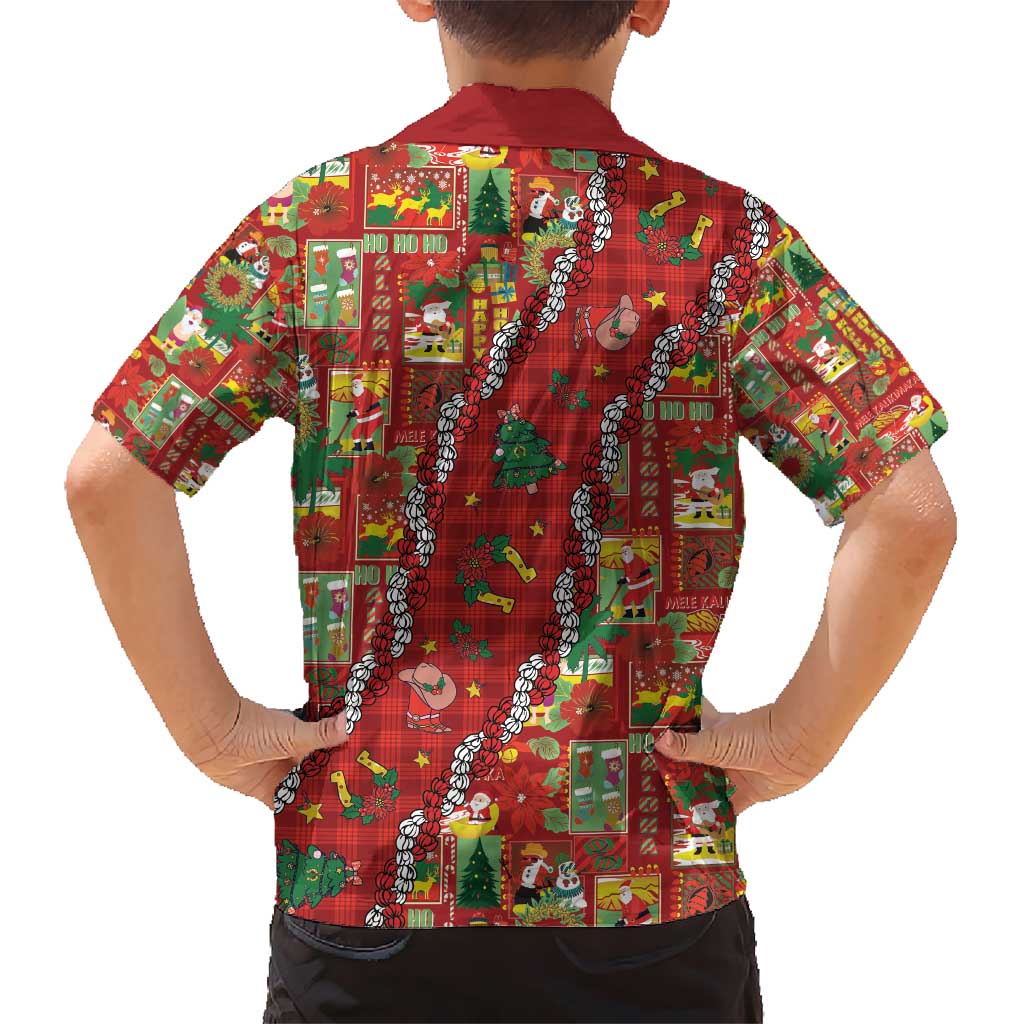 Mele Kalikimaka Pakalana Pikake Lei Kid Hawaiian Shirt Hawaiian Rodeo Paniolo Omaomao Palaka - Polynesian Pride