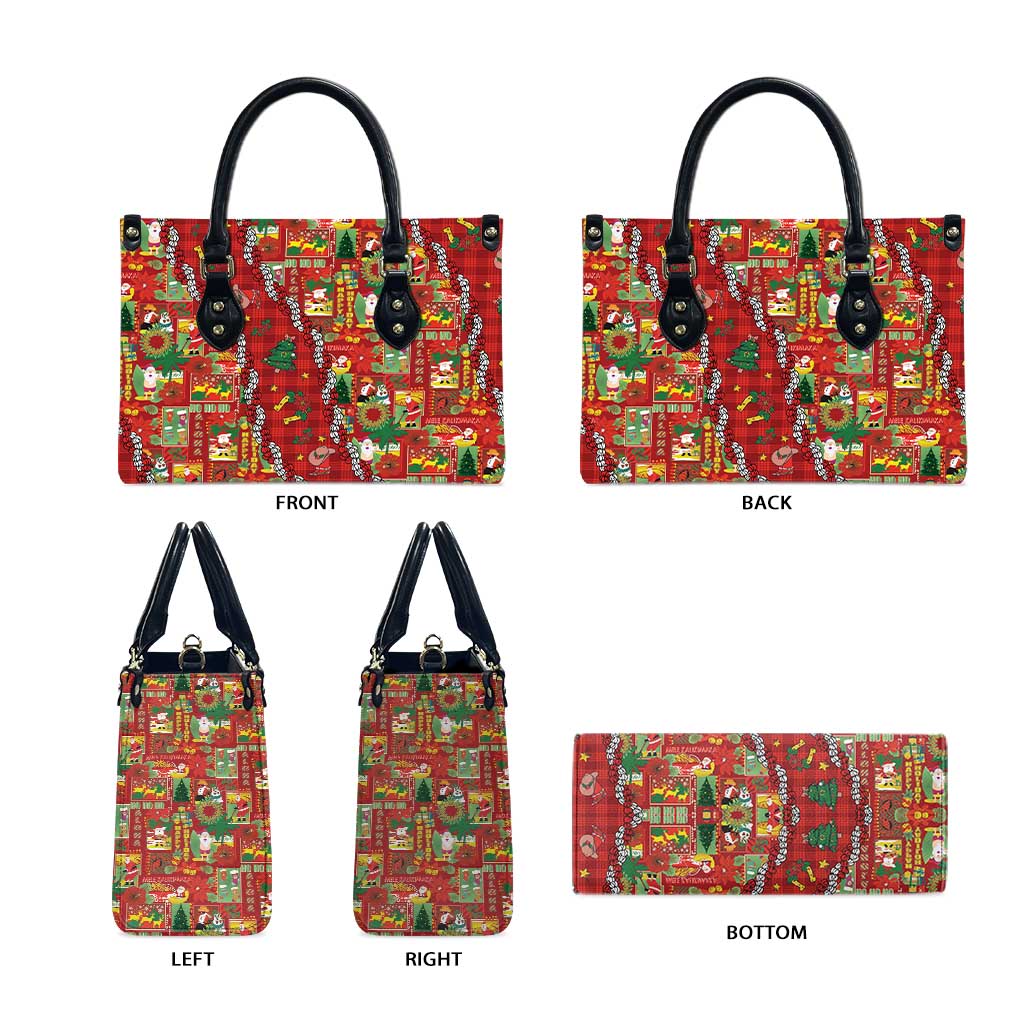 Mele Kalikimaka Pakalana Pikake Lei Leather Bag Hawaiian Rodeo Paniolo Omaomao Palaka - Polynesian Pride