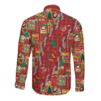 Mele Kalikimaka Pakalana Pikake Lei Long Sleeve Button Shirt Hawaiian Rodeo Paniolo Omaomao Palaka - Polynesian Pride