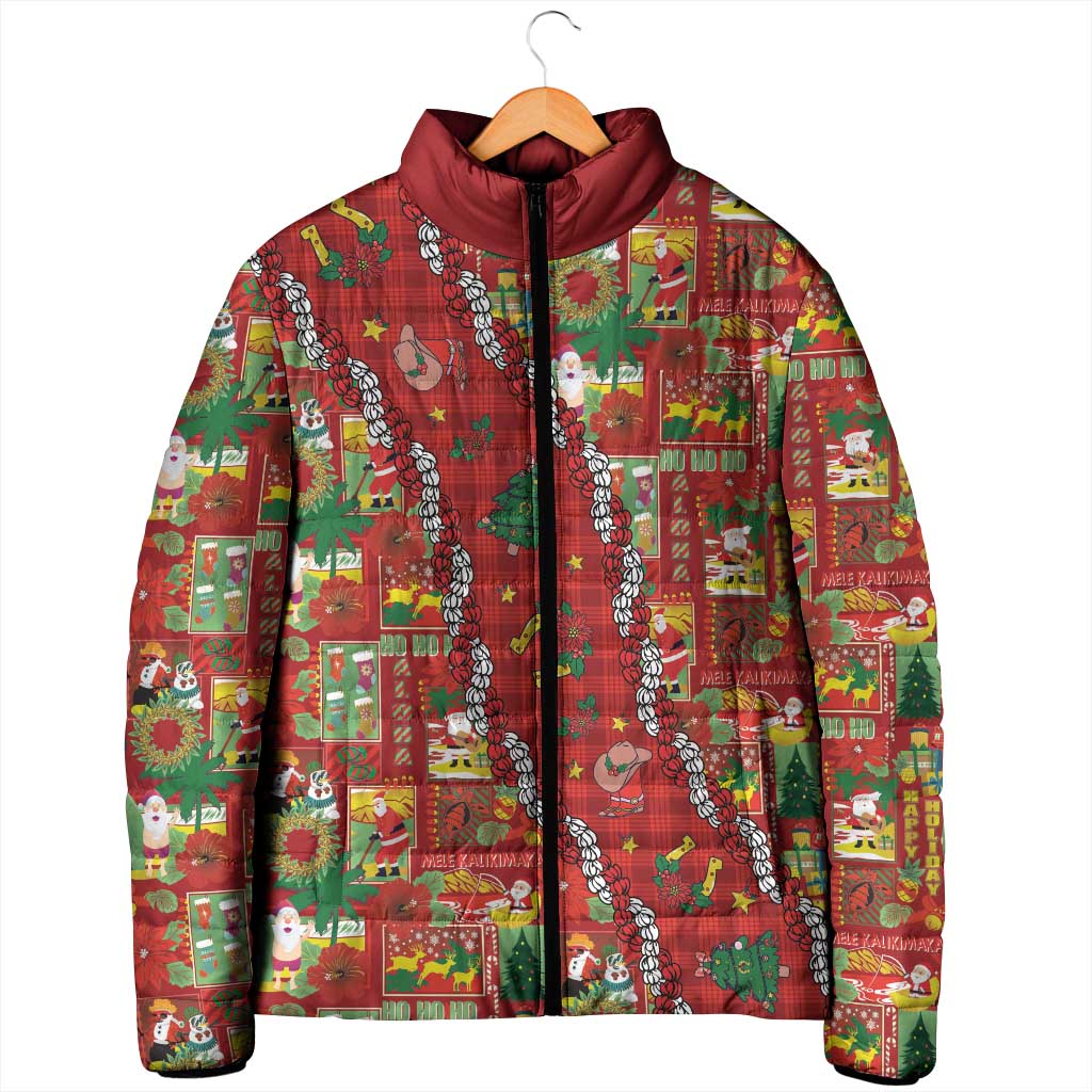 Mele Kalikimaka Pakalana Pikake Lei Padded Jacket Hawaiian Rodeo Paniolo Omaomao Palaka - Polynesian Pride