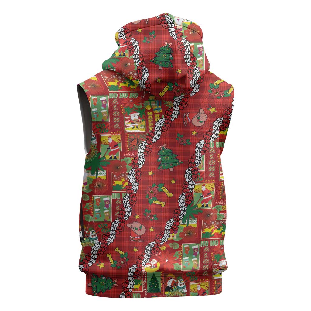 Mele Kalikimaka Pakalana Pikake Lei Sleeveless Hoodie Hawaiian Rodeo Paniolo Omaomao Palaka - Polynesian Pride