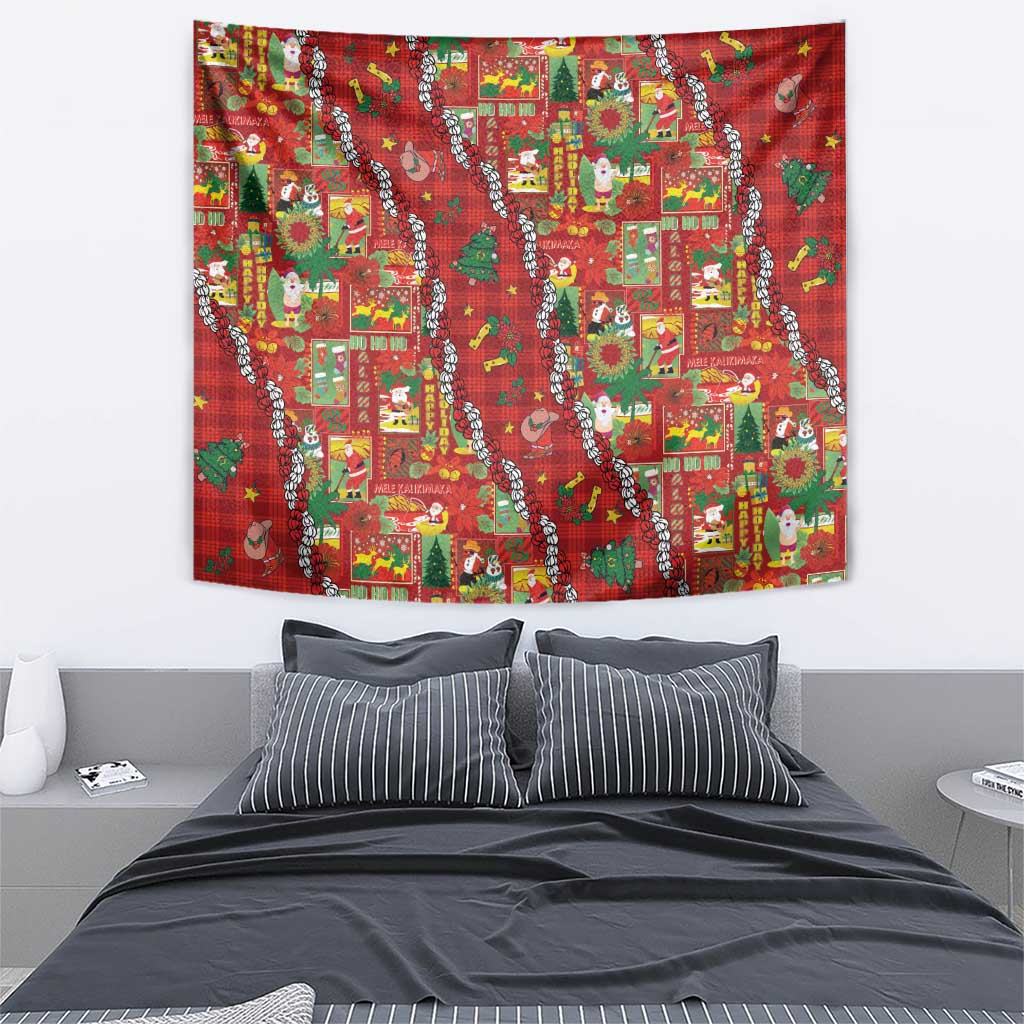 Mele Kalikimaka Pakalana Pikake Lei Tapestry Hawaiian Rodeo Paniolo Omaomao Palaka - Polynesian Pride