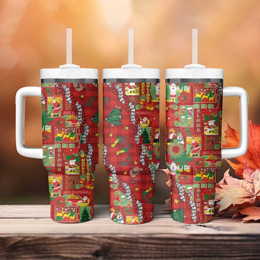 Mele Kalikimaka Pakalana Pikake Lei Tumbler With Handle Hawaiian Rodeo Paniolo Omaomao Palaka - Polynesian Pride