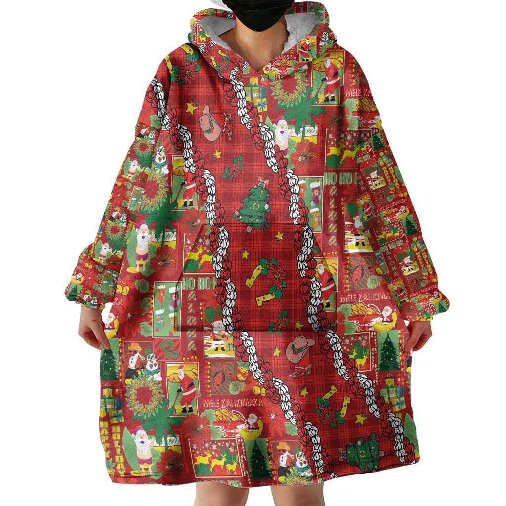 Mele Kalikimaka Pakalana Pikake Lei Wearable Blanket Hoodie Hawaiian Rodeo Paniolo Omaomao Palaka - Polynesian Pride