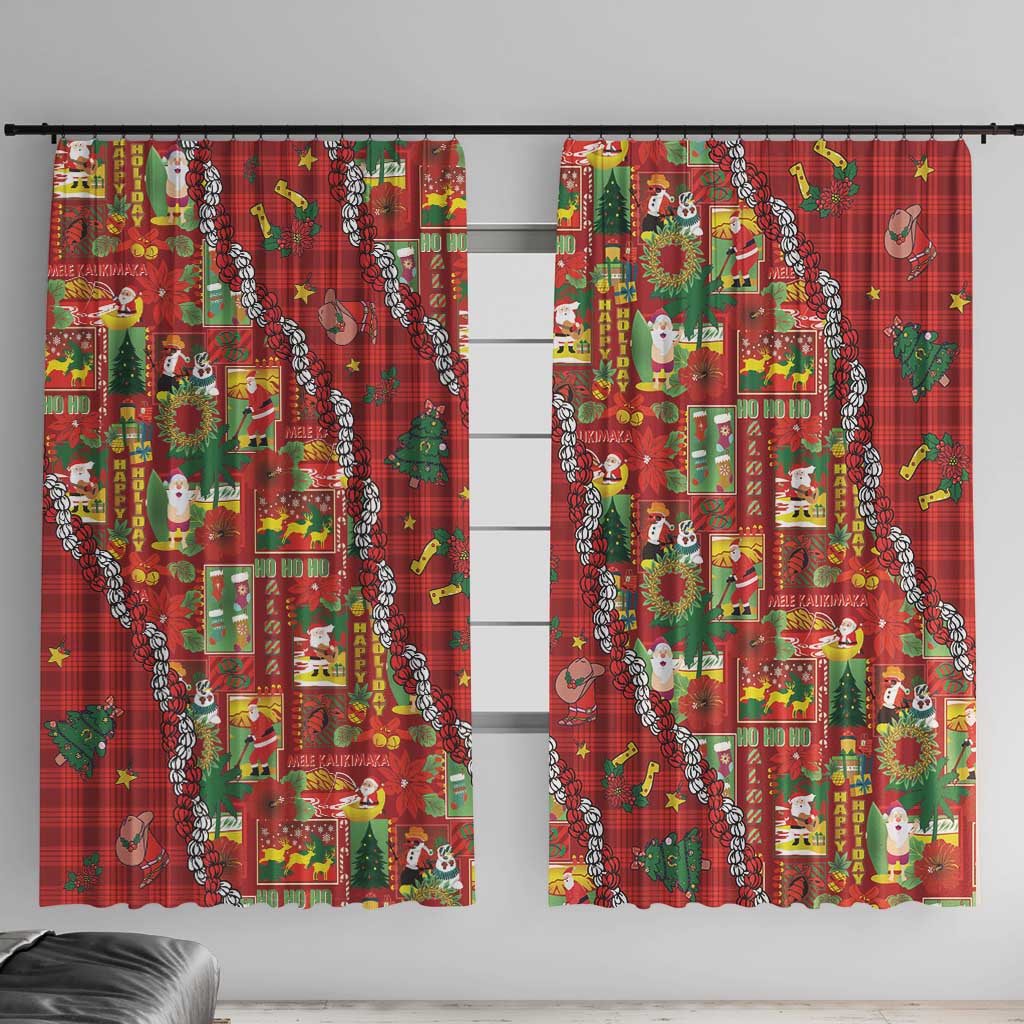 Mele Kalikimaka Pakalana Pikake Lei Window Curtain Hawaiian Rodeo Paniolo Omaomao Palaka - Polynesian Pride