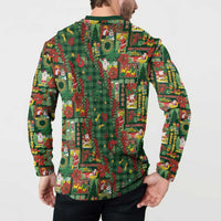 Mele Kalikimaka Pakalana Pikake Lei Button Sweatshirt Hawaiian Rodeo Paniolo Ulaula Palaka - Polynesian Pride