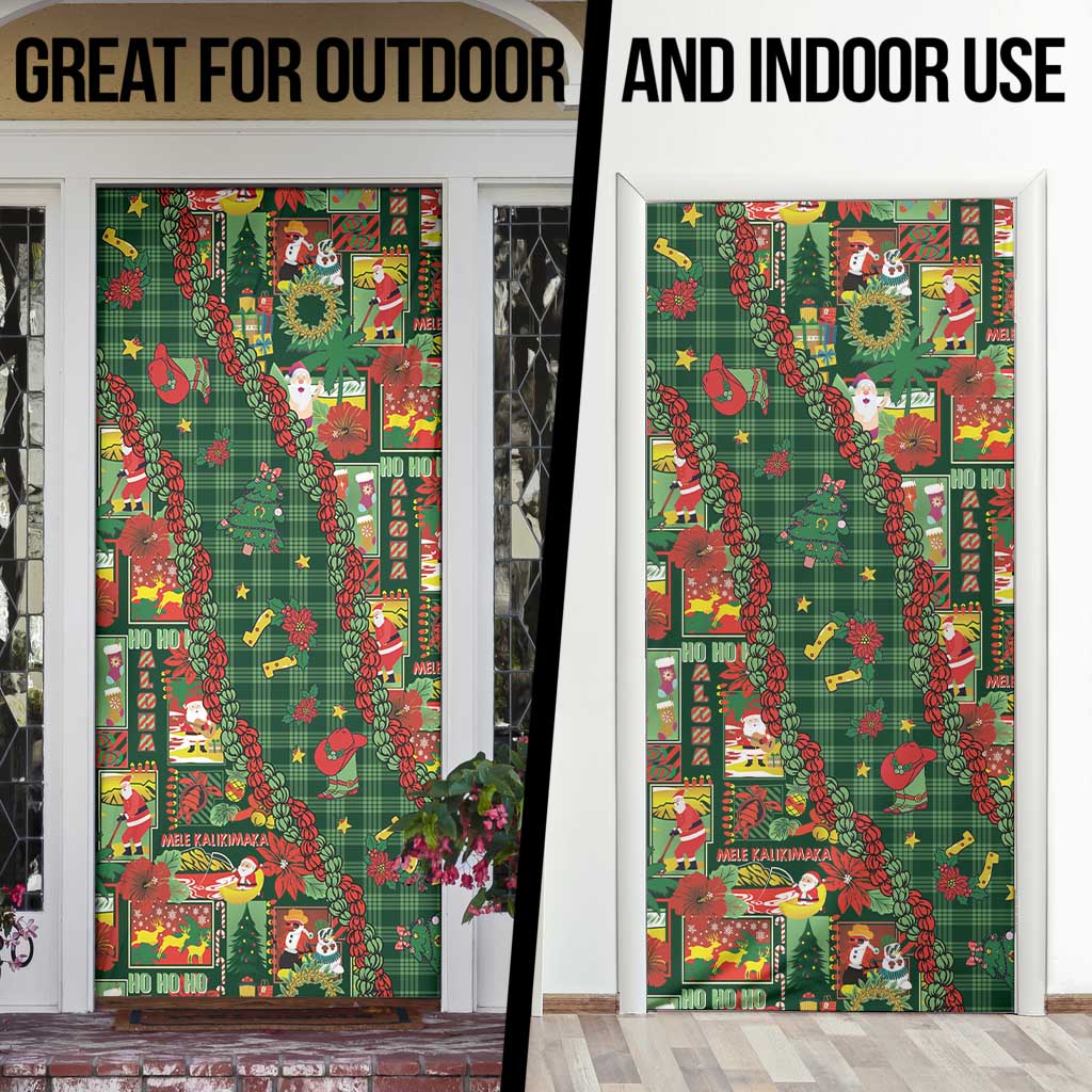 Mele Kalikimaka Pakalana Pikake Lei Door Cover Hawaiian Rodeo Paniolo Ulaula Palaka - Polynesian Pride