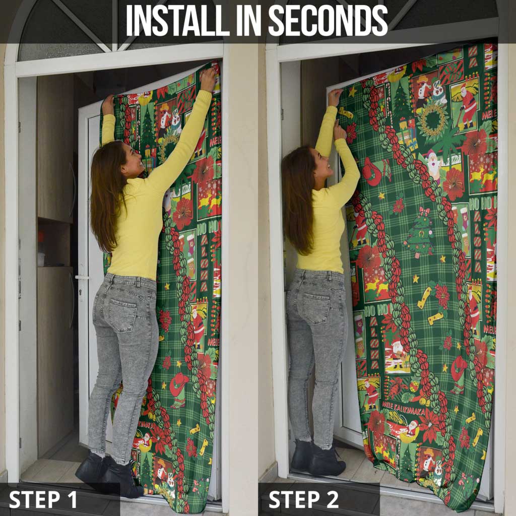 Mele Kalikimaka Pakalana Pikake Lei Door Cover Hawaiian Rodeo Paniolo Ulaula Palaka - Polynesian Pride