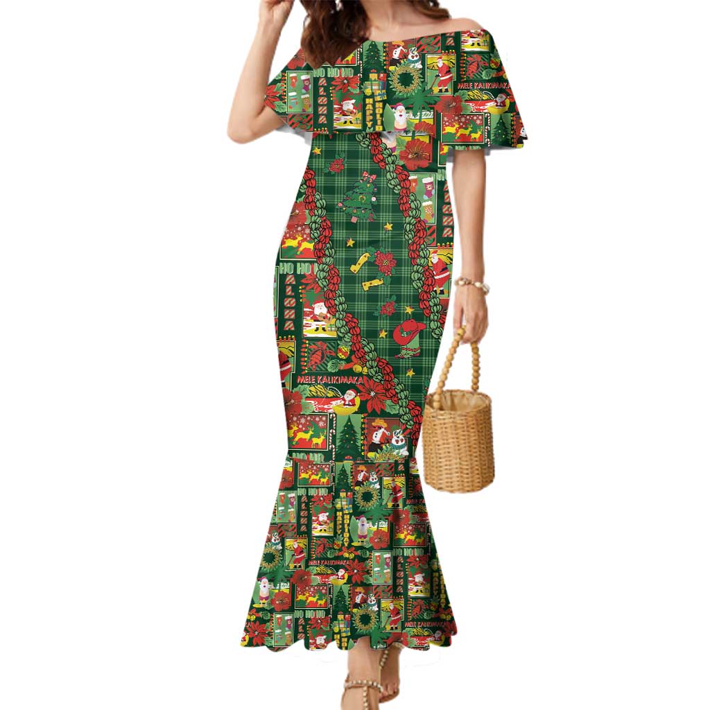 Mele Kalikimaka Pakalana Pikake Lei Family Matching Mermaid Dress and Hawaiian Shirt Hawaiian Rodeo Paniolo Ulaula Palaka - Polynesian Pride