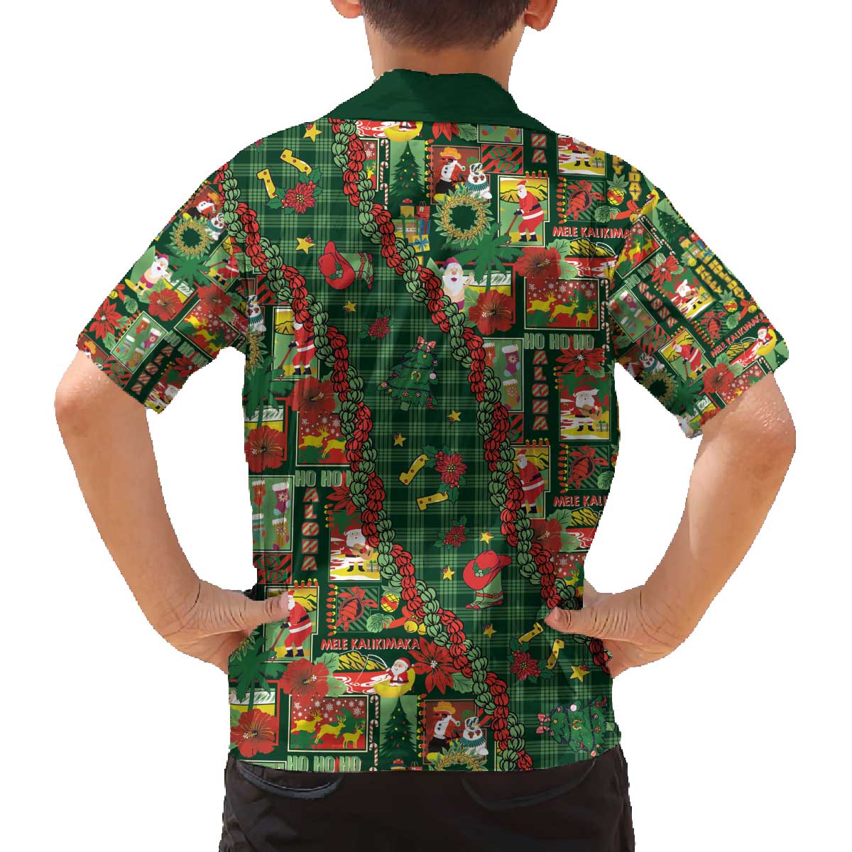 Mele Kalikimaka Pakalana Pikake Lei Family Matching Off The Shoulder Long Sleeve Dress and Hawaiian Shirt Hawaiian Rodeo Paniolo Ulaula Palaka - Polynesian Pride