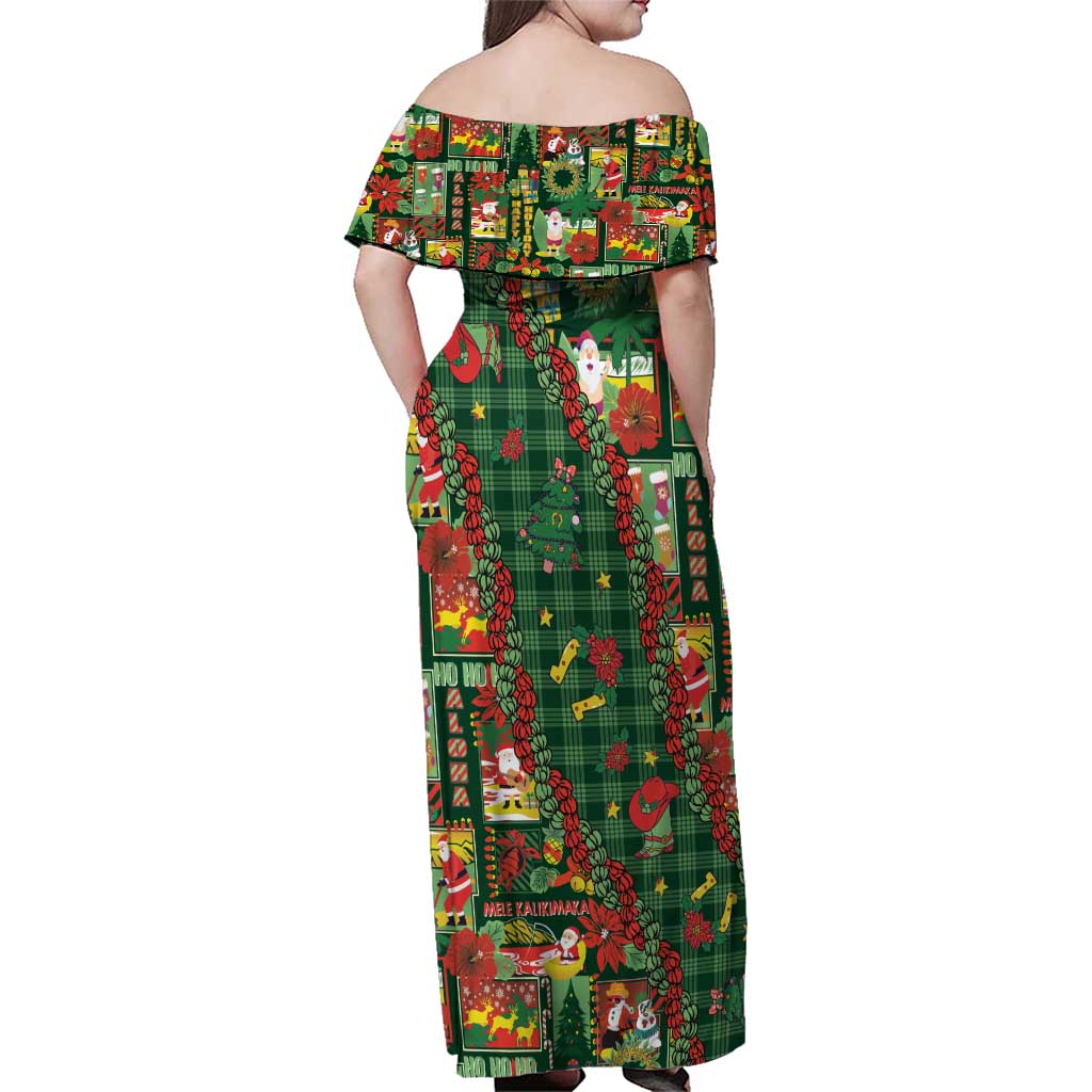 Mele Kalikimaka Pakalana Pikake Lei Family Matching Off Shoulder Maxi Dress and Hawaiian Shirt Hawaiian Rodeo Paniolo Ulaula Palaka - Polynesian Pride