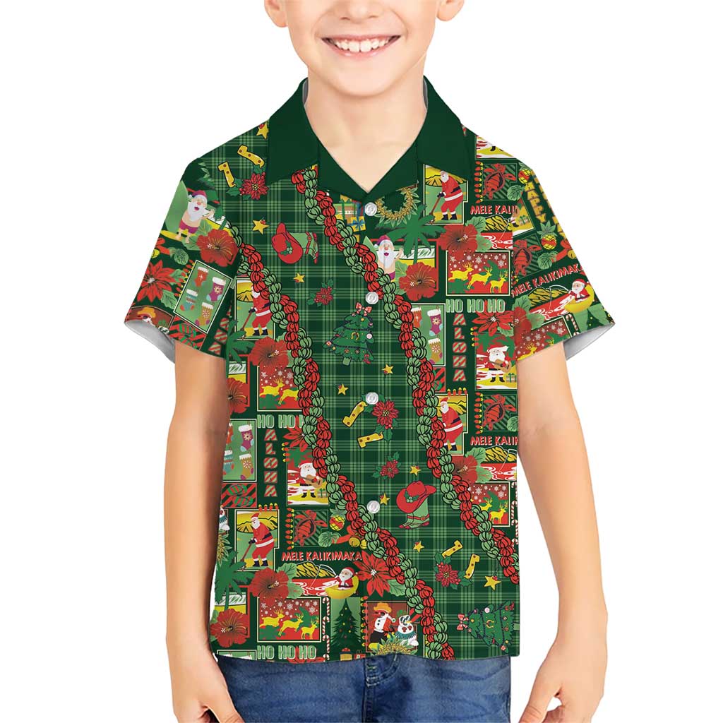 Mele Kalikimaka Pakalana Pikake Lei Kid Hawaiian Shirt Hawaiian Rodeo Paniolo Ulaula Palaka LT9 Kid Red - Polynesian Pride