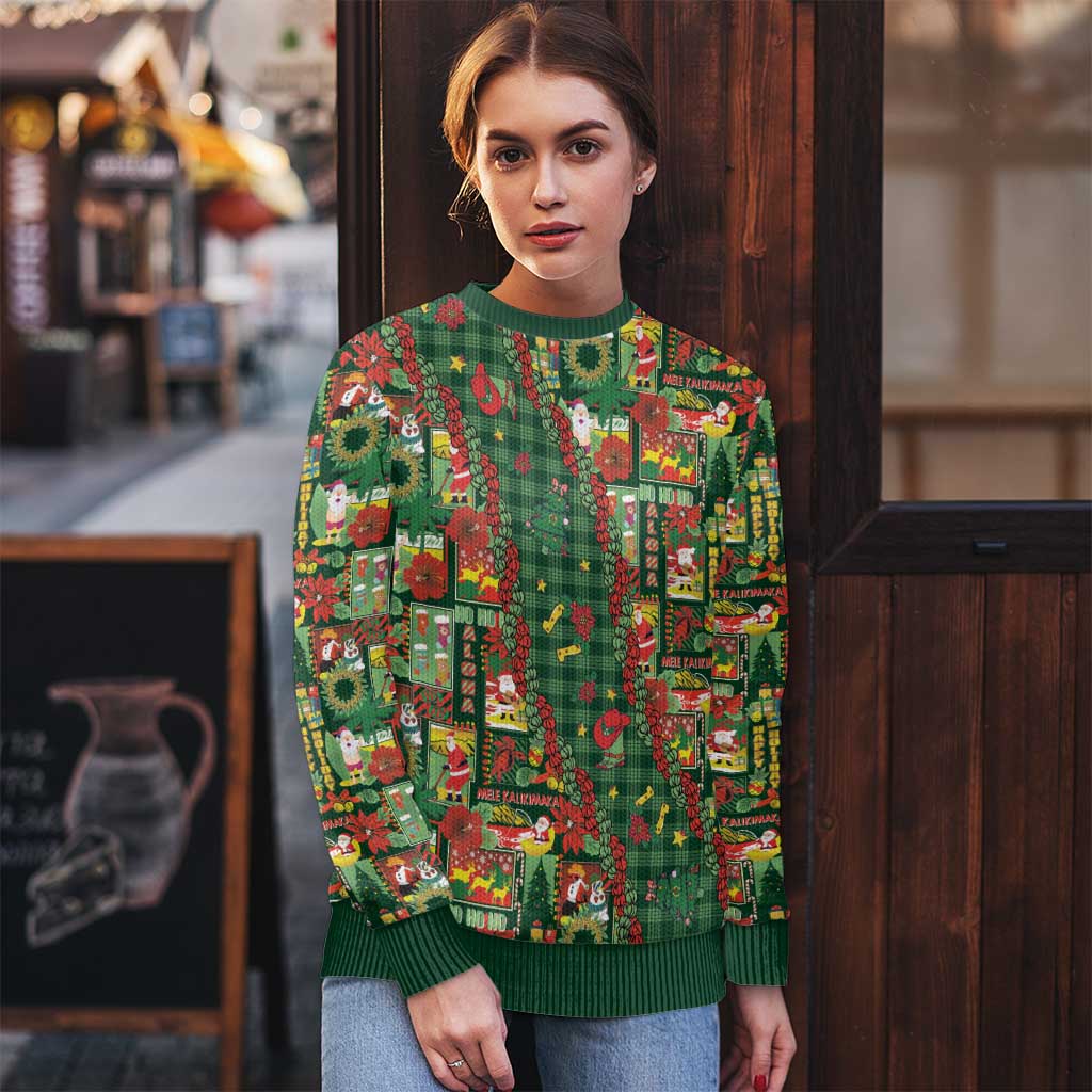 Mele Kalikimaka Pakalana Pikake Lei Ugly Christmas Sweater Hawaiian Rodeo Paniolo Ulaula Palaka - Polynesian Pride