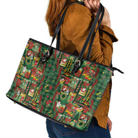 Mele Kalikimaka Pakalana Pikake Lei Leather Tote Bag Hawaiian Rodeo Paniolo Ulaula Palaka - Polynesian Pride