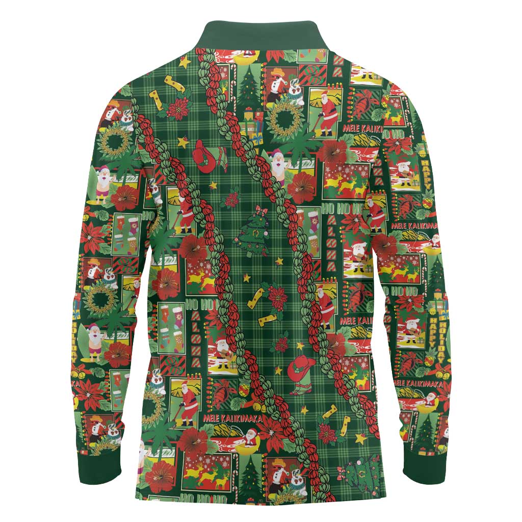 Mele Kalikimaka Pakalana Pikake Lei Long Sleeve Polo Shirt Hawaiian Rodeo Paniolo Ulaula Palaka - Polynesian Pride
