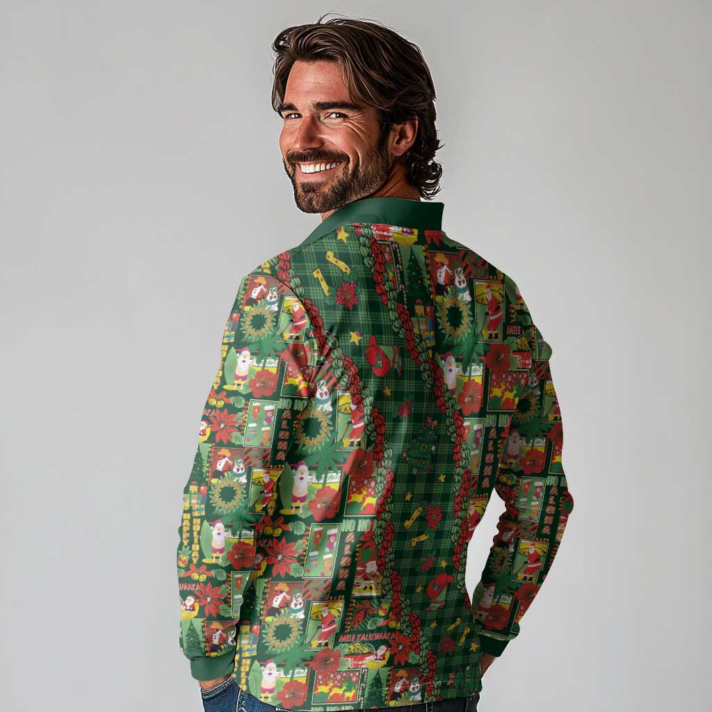 Mele Kalikimaka Pakalana Pikake Lei Long Sleeve Polo Shirt Hawaiian Rodeo Paniolo Ulaula Palaka - Polynesian Pride