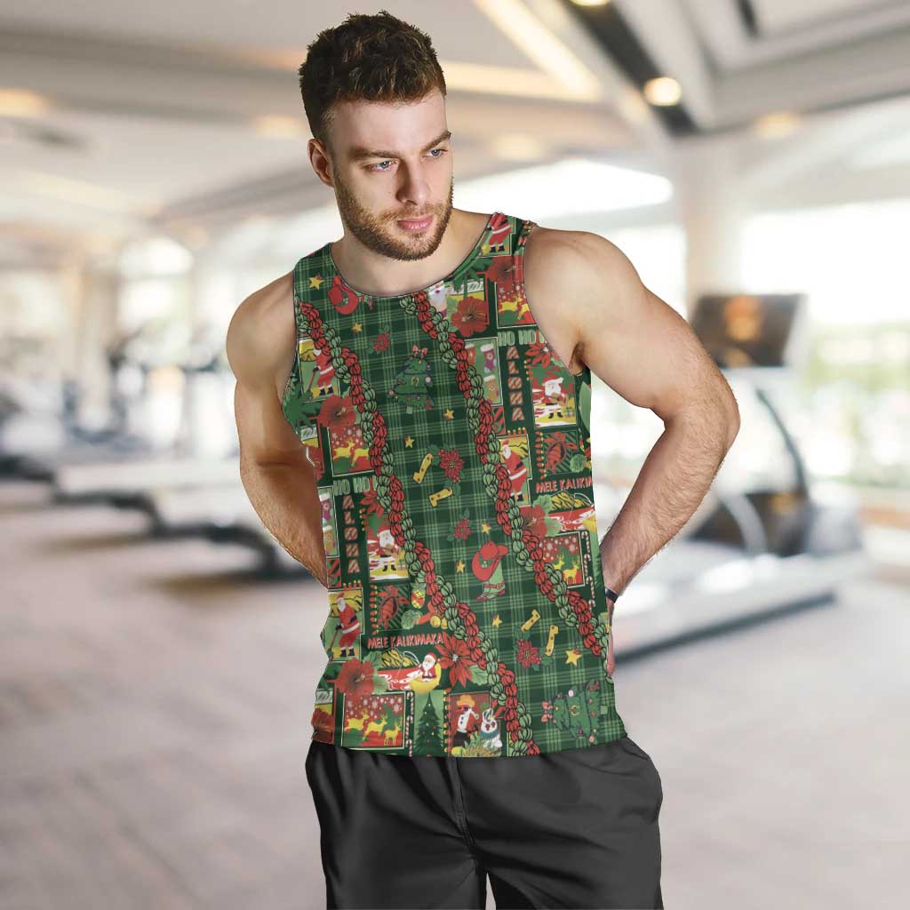 Mele Kalikimaka Pakalana Pikake Lei Men Tank Top Hawaiian Rodeo Paniolo Ulaula Palaka - Polynesian Pride