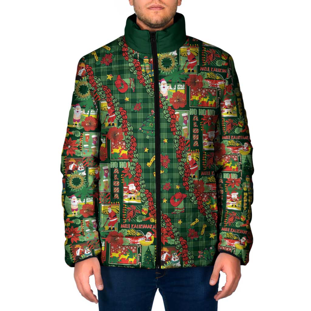 Mele Kalikimaka Pakalana Pikake Lei Padded Jacket Hawaiian Rodeo Paniolo Ulaula Palaka - Polynesian Pride