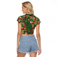 Mele Kalikimaka Pakalana Pikake Lei Raglan Cropped T Shirt Hawaiian Rodeo Paniolo Ulaula Palaka - Polynesian Pride