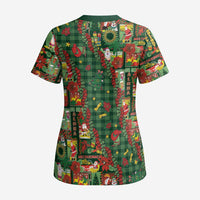 Mele Kalikimaka Pakalana Pikake Lei Scrub Top Hawaiian Rodeo Paniolo Ulaula Palaka - Polynesian Pride