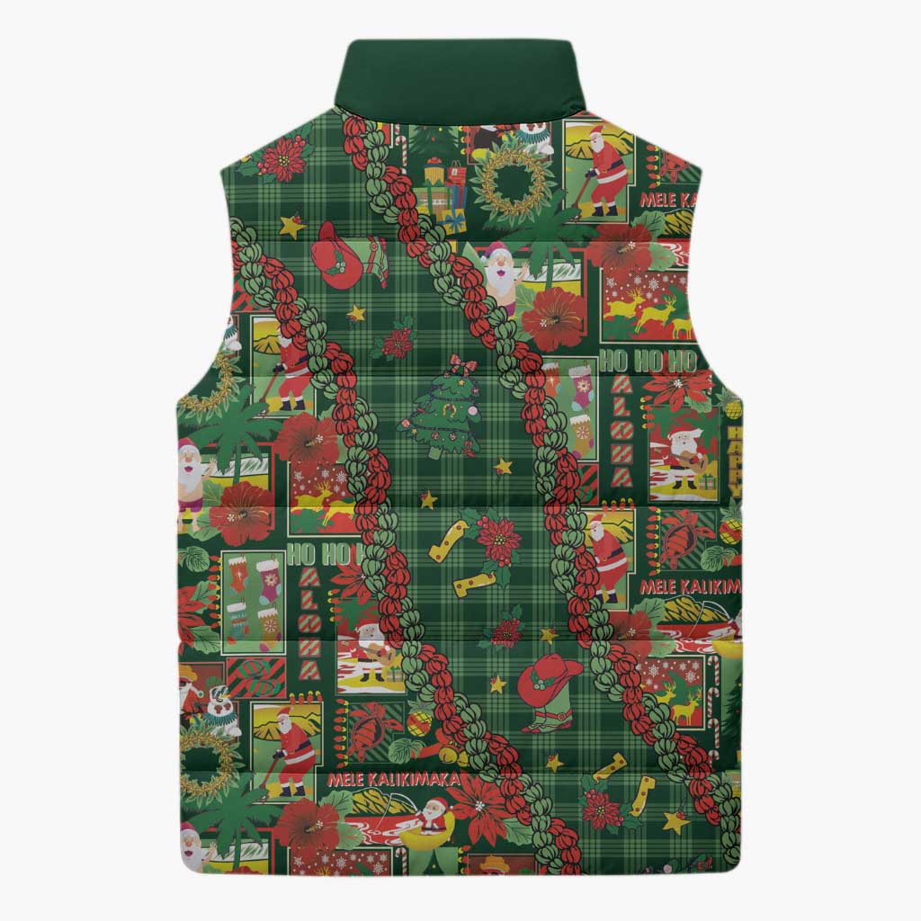 Mele Kalikimaka Pakalana Pikake Lei Sleeveless Puffer Jacket Hawaiian Rodeo Paniolo Ulaula Palaka - Polynesian Pride
