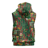 Mele Kalikimaka Pakalana Pikake Lei Sleeveless Zip Hoodie Hawaiian Rodeo Paniolo Ulaula Palaka - Polynesian Pride