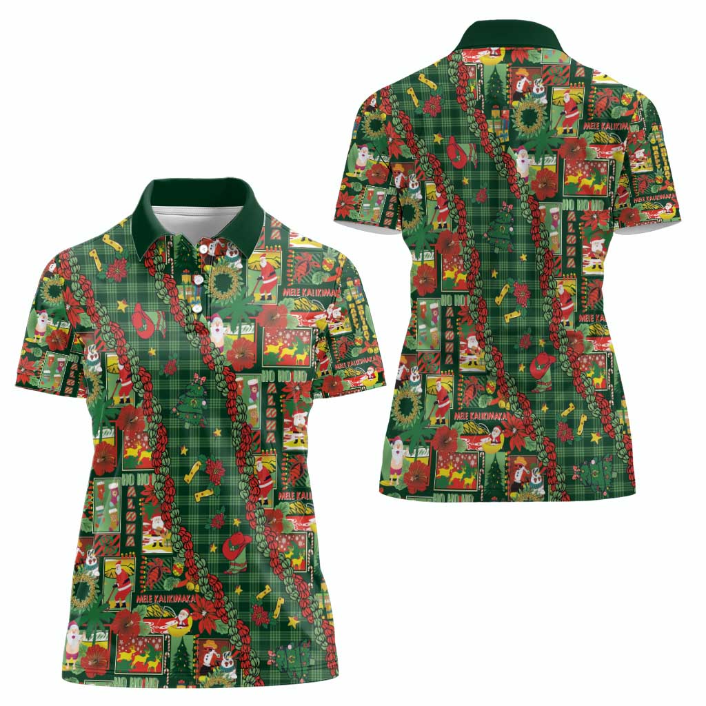 Mele Kalikimaka Pakalana Pikake Lei Women Polo Shirt Hawaiian Rodeo Paniolo Ulaula Palaka - Polynesian Pride