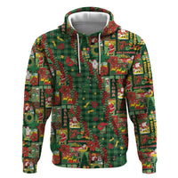Mele Kalikimaka Pakalana Pikake Lei Zip Hoodie Hawaiian Rodeo Paniolo Ulaula Palaka - Polynesian Pride