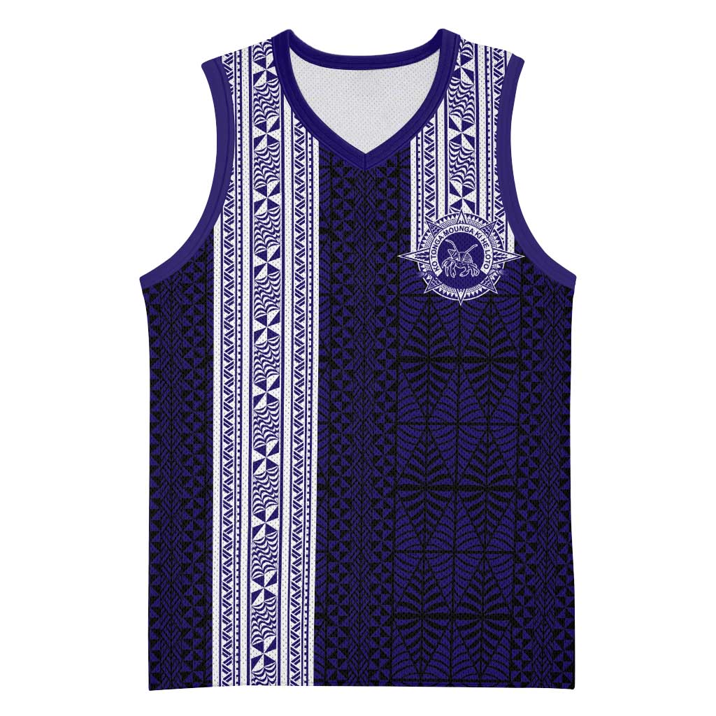 Tonga Queen Salote College 100 years Basketball Jersey QSC 1926-2026 Tongan Pattern LT9 Unisex Blue - Polynesian Pride