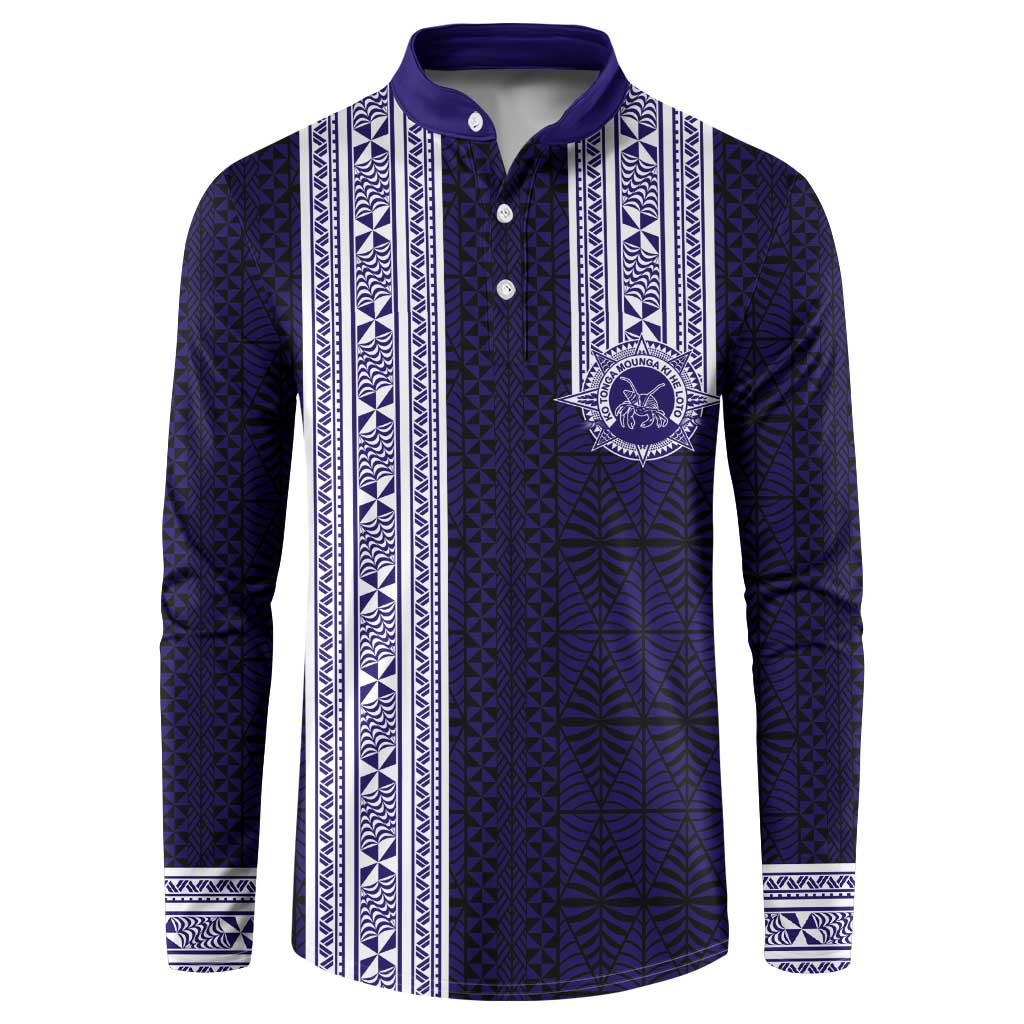 Tonga Queen Salote College 100 years Button Sweatshirt QSC 1926-2026 Tongan Pattern LT9 Blue - Polynesian Pride