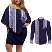 Tonga Queen Salote College 100 years Couples Matching Off Shoulder Short Dress and Long Sleeve Button Shirt QSC 1926-2026 Tongan Pattern