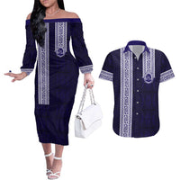 Tonga Queen Salote College 100 years Couples Matching Off The Shoulder Long Sleeve Dress and Hawaiian Shirt QSC 1926-2026 Tongan Pattern